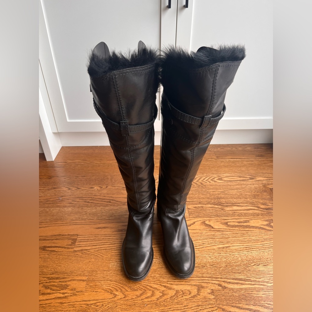 Gucci Black Over the Knee Fur-Lined Boots